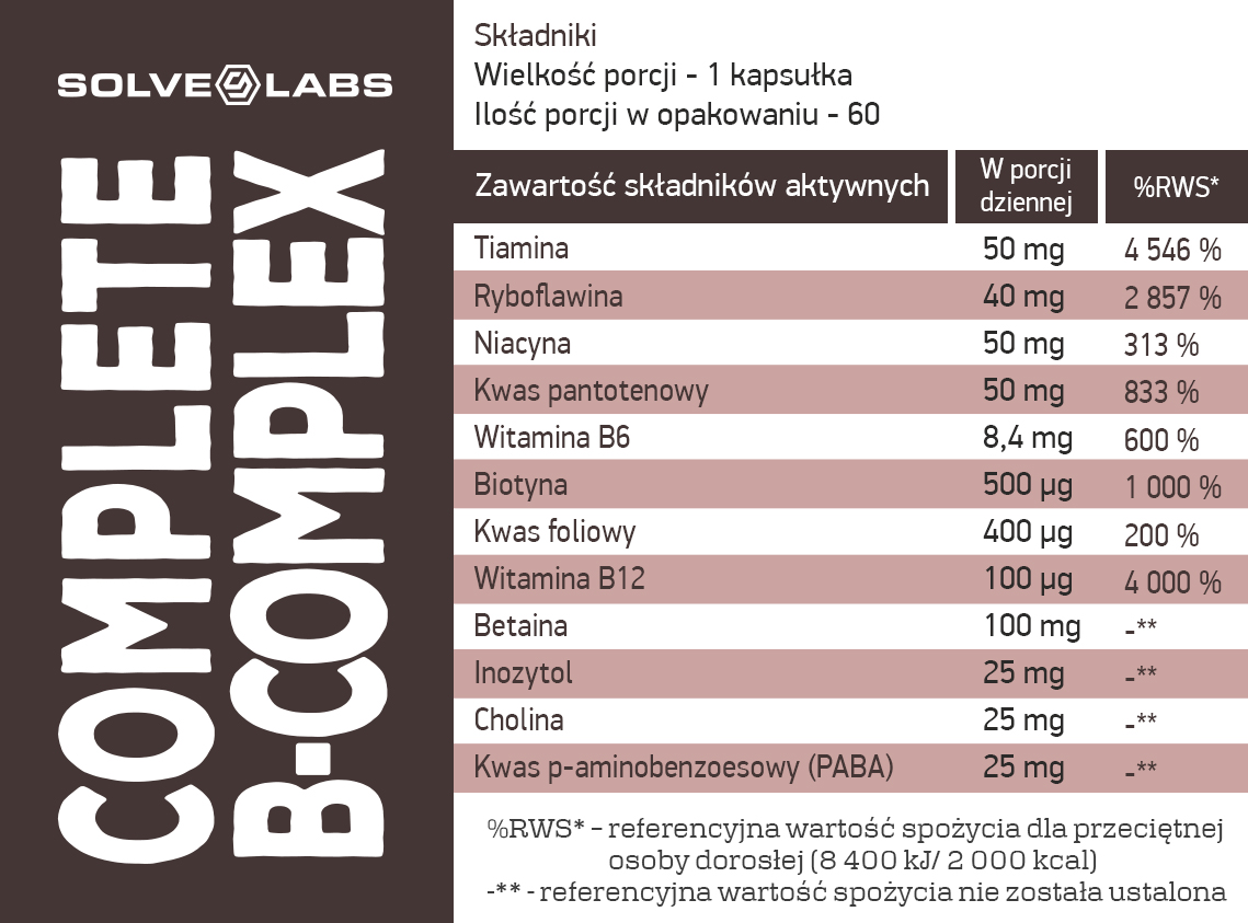 Witamina B-Complex Complete 60 Kapsułek - Solve Labs: Naturalne ...